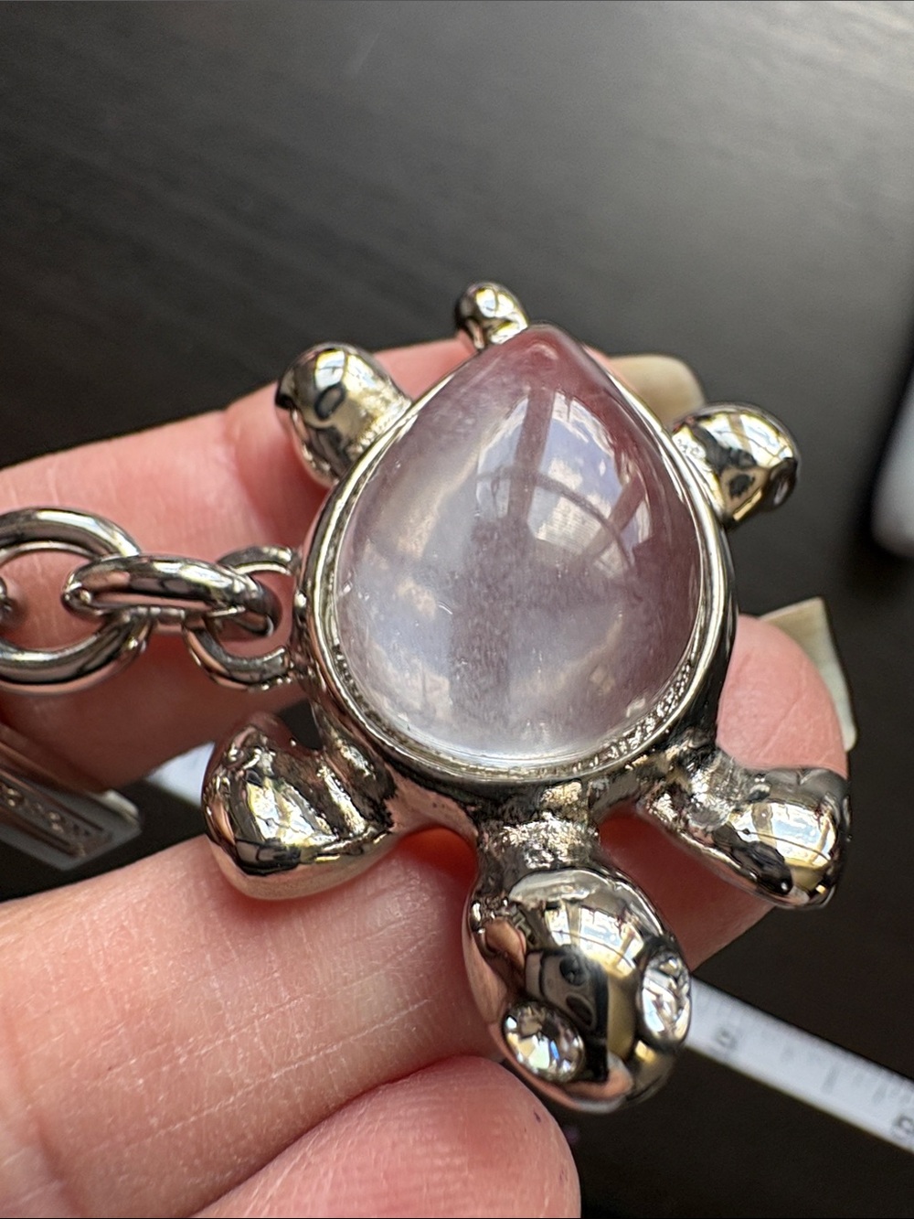 Coach Silver Turtle Key Ring Keychain - Picture 3 of 4